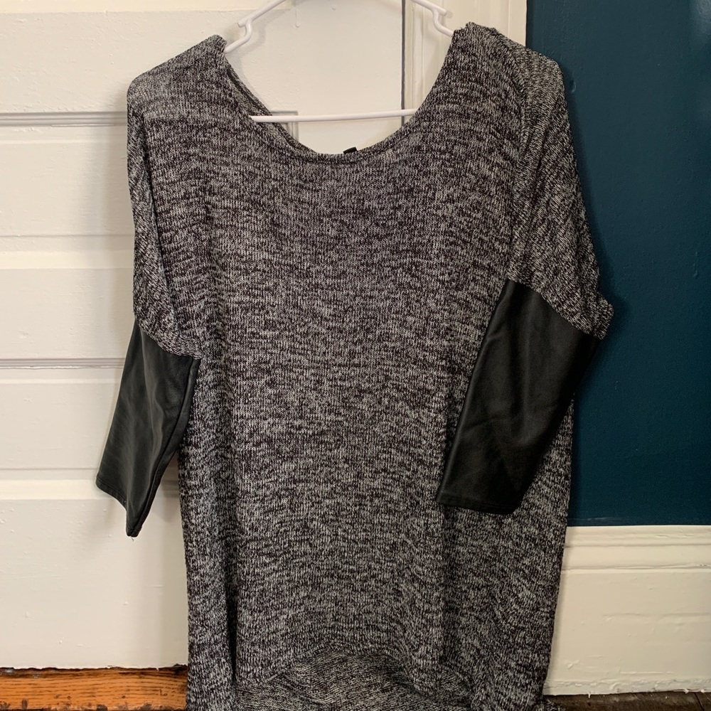 H&M faux leather sleeved top